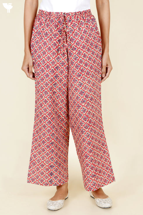 Cambric Cotton Pant In Block Print