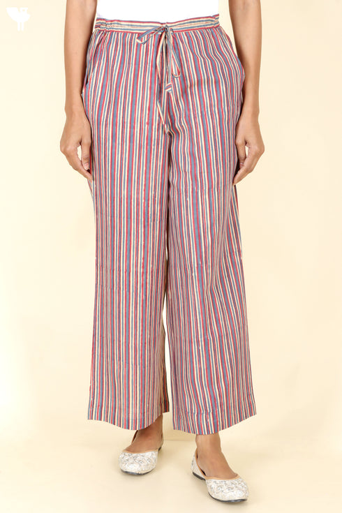 Cambric Cotton Pant In Block Print