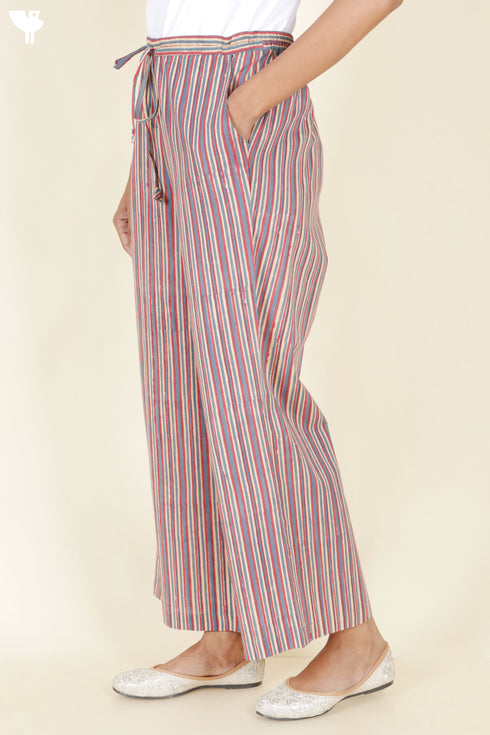 Cambric Cotton Pant In Block Print