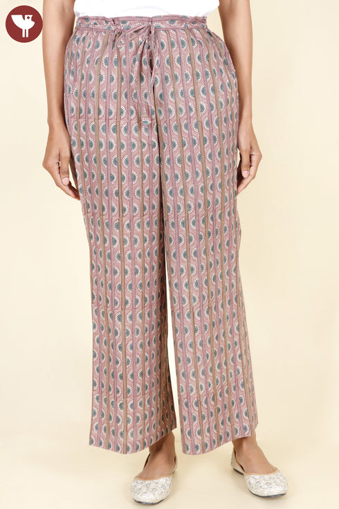 Cambric Cotton Pant In Block Print