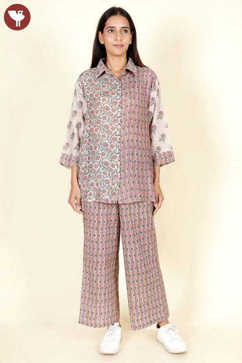 Cambric Cotton Pant In Block Print