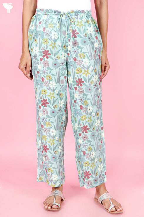 Chanderi Silk Pants In Block Print