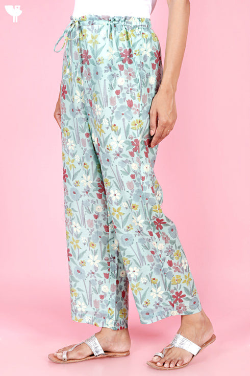 Chanderi Silk Pants In Block Print