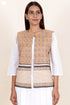 Cotton Sleeveless Jacket In Floral Block Print