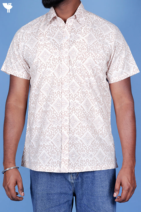 Regular Fit Cotton Men’s Half Sleeved Shirt In Floral Print