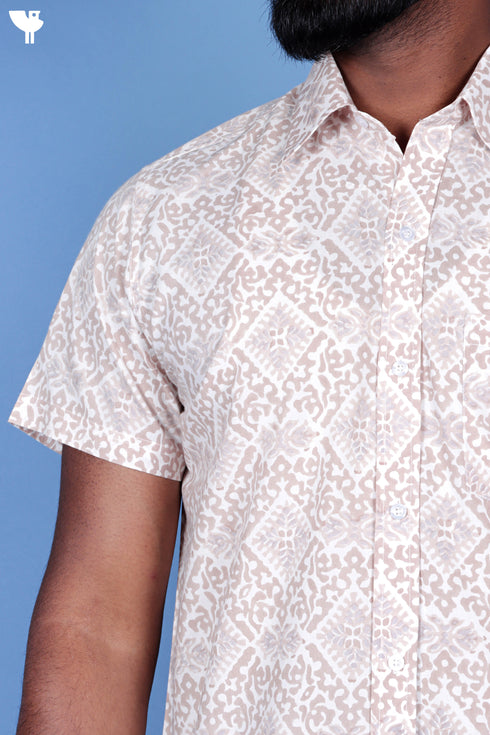 Regular Fit Cotton Men’s Half Sleeved Shirt In Floral Print