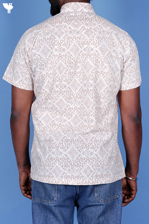 Regular Fit Cotton Men’s Half Sleeved Shirt In Floral Print