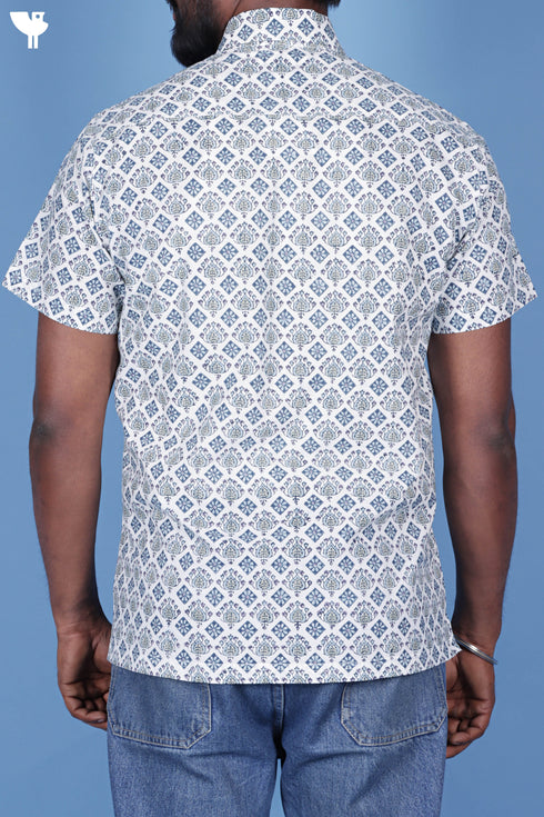 Regular Fit Cotton Men’s Half Sleeved Shirt In Floral Print