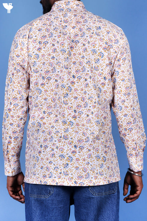 Cotton Men’s Full Sleeved Shirt In Block Print