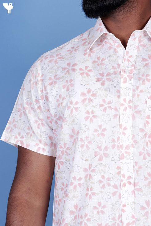 Lyocell Men’s Half Sleeved Shirt In Block Print
