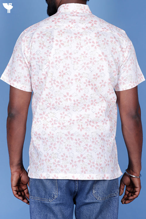 Lyocell Men’s Half Sleeved Shirt In Block Print