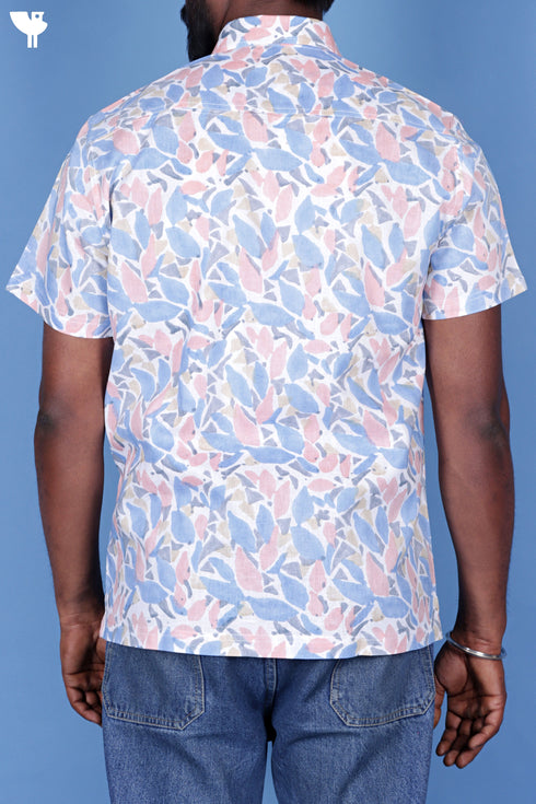 Lyocell Men’s Half Sleeved Shirt In Block Print