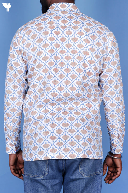 Lyocell Men’s Full Sleeved Shirt In Block Print
