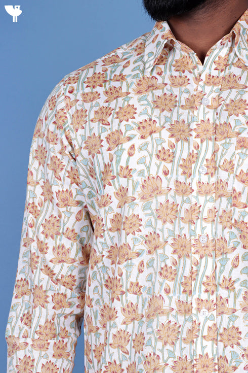 Lyocell Men’s Full Sleeved Shirt In Block Print