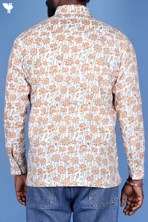 Lyocell Men’s Full Sleeved Shirt In Block Print