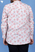 Regular Fit Cotton Men’s Short Kurta In Floral Block Print