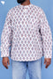 Cotton Men’s Short Kurta In Floral Block Print