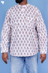 Cotton Men’s Short Kurta In Floral Block Print
