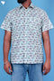 Regular Fit Slub Cotton Men’s Short Sleeved Shirt In Block Print