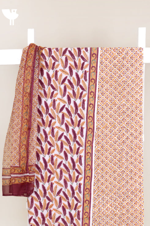 Cambric Cotton Dress Material With Kota Dupatta in Block Print