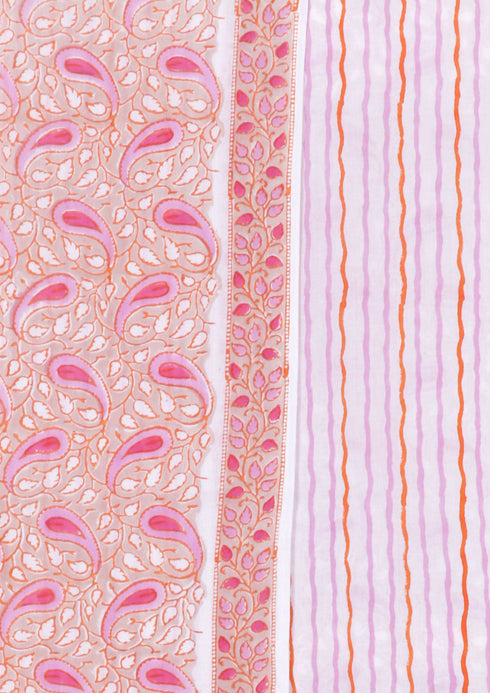 Cambric Cotton Dress Material With Kota Dupatta in Block Print