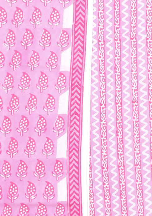 Cambric Cotton Dress Material With Kota Dupatta in Block Print