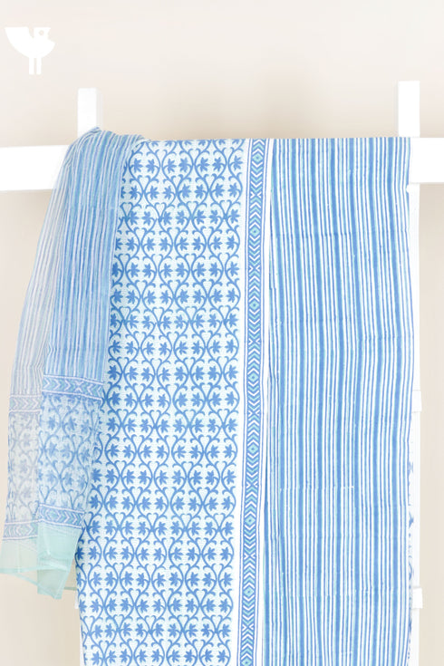 Cotton Dress Material With Kota Dupatta in Block Print