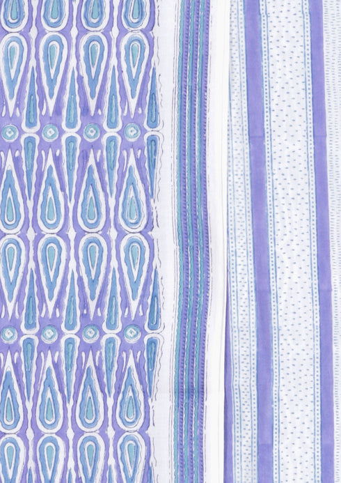 Cambric Cotton Dress Material With Kota Dupatta in Block Print