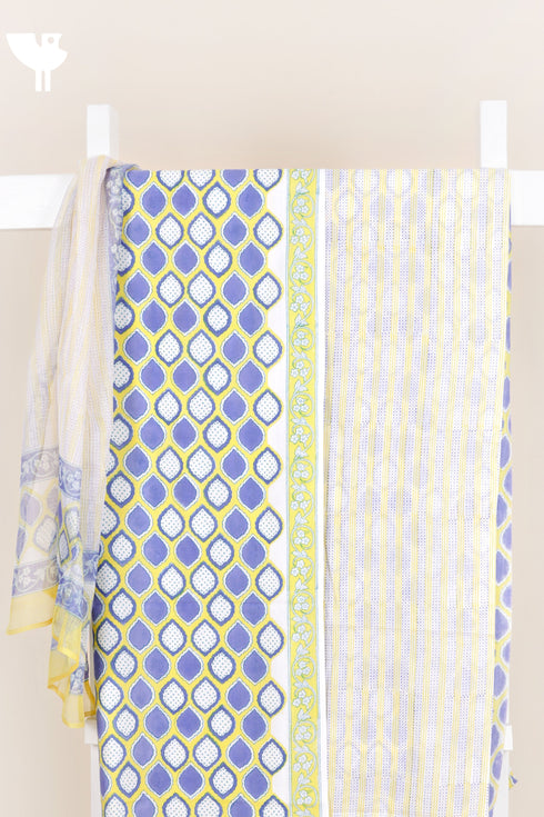 Cambric Cotton Dress Material With Kota Dupatta in Block Print