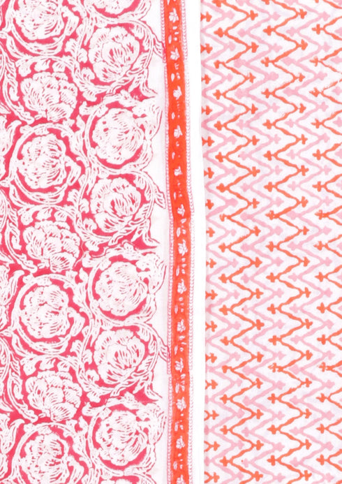 Cambric Cotton Dress Material With Kota Dupatta in Block Print