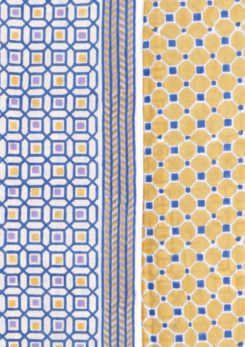 Cambric Cotton Dress Material With Kota Dupatta in Block Print