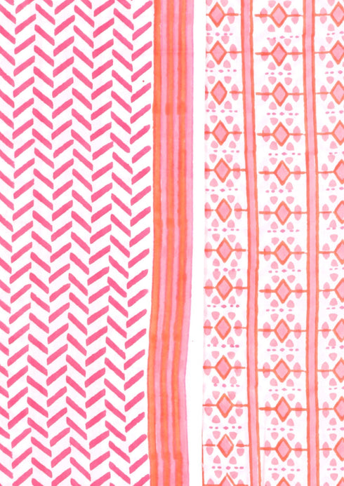 Cambric Cotton Dress Material With Kota Dupatta in Block Print