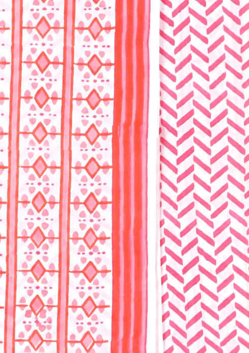 Cambric Cotton Dress Material With Kota Dupatta in Block Print