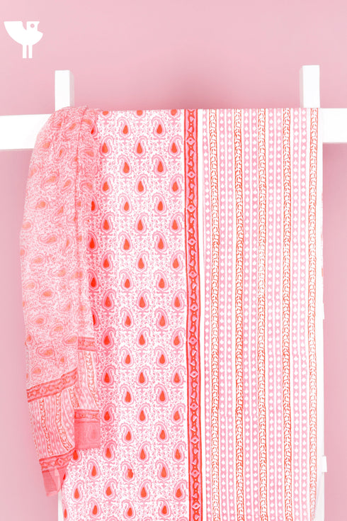 Cambric Cotton Dress Material With Kota Dupatta in Block Print