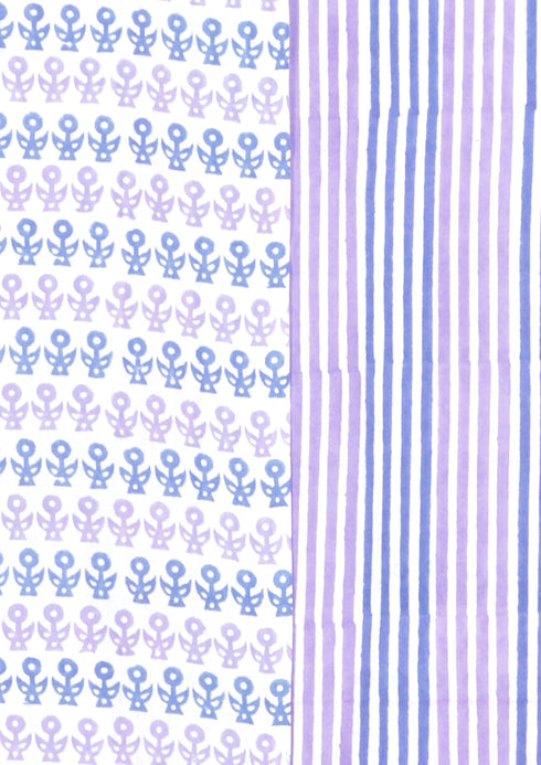 Cambric Cotton Dress Material With Kota Dupatta in Block Print