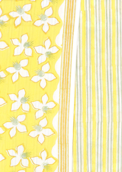 Cambric Cotton Dress Material with Kota Doria Dupatta in Floral Block Print