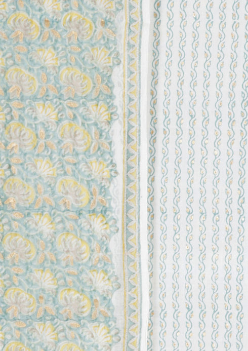 Chanderi Silk Dress Material With Dupatta In Block Print