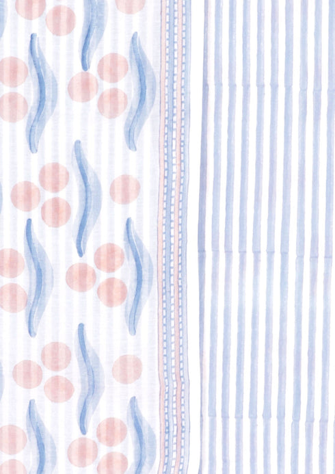 Chanderi Silk Dress Material With Dupatta In Floral Block Print