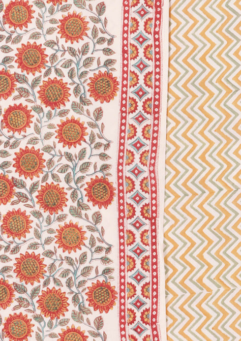 Bizzy Lizzy Dress Material With Chiffon Dupatta in Block Print