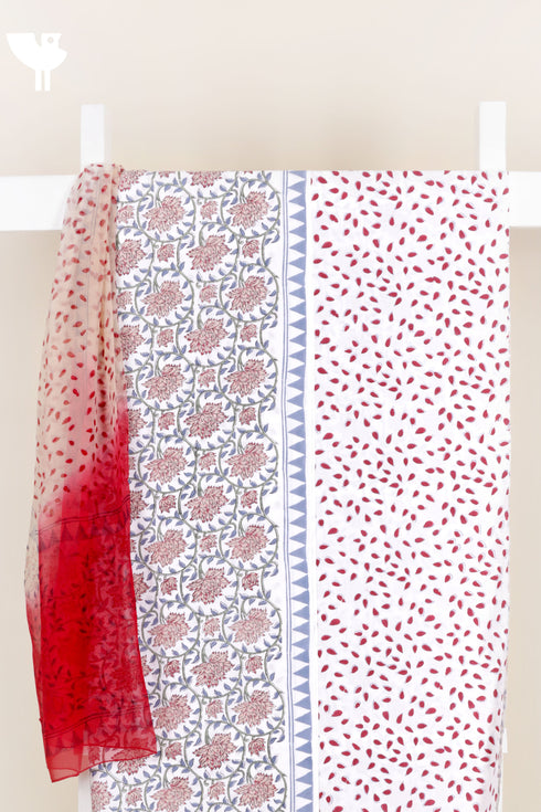 Bizzy Lizzy Dress Material With Chiffon Dupatta in Block Print