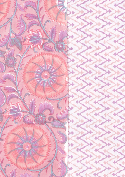 Bizzy Lizzy Dress Material With Chiffon Dupatta In Floral Block Print