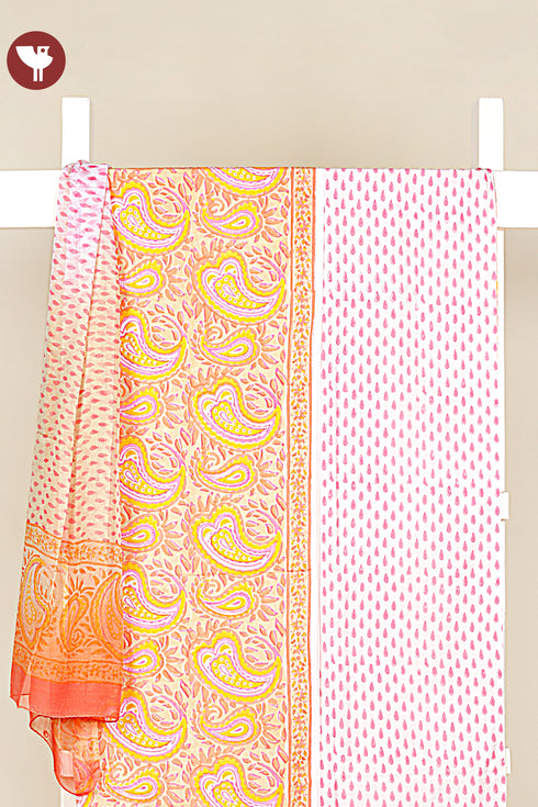 Bizzy Lizzy Dress Material With Chiffon Dupatta In Floral Block Print