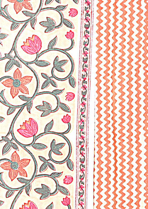 Bizzy Lizzy Dress Material With Chiffon Dupatta In Floral Block Print
