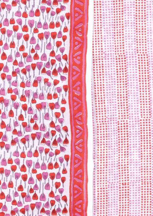 Cambric Cotton Dress Material With Chiffon Dupatta in Floral Block Print