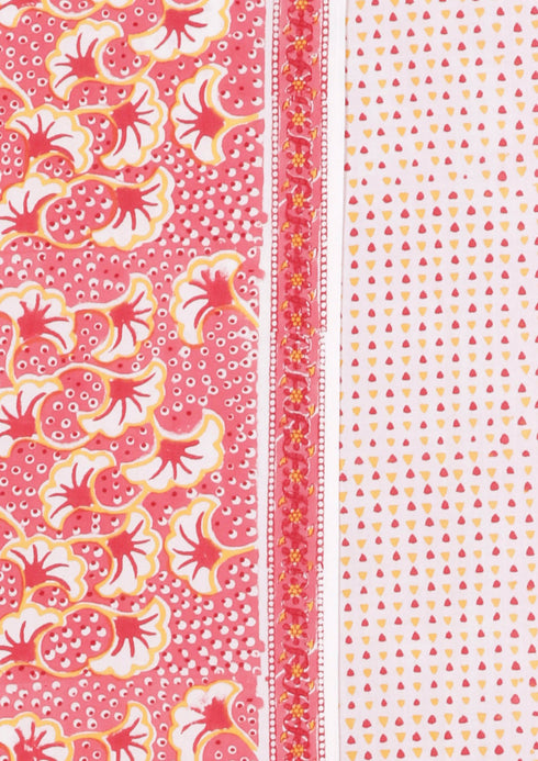 Bizzy Lizzy Dress Material With Kota Dupatta In Floral Block Print