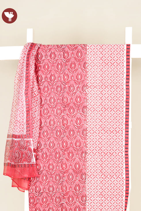 Bizzy Lizzy Dress Material With Kota Dupatta in Block Print