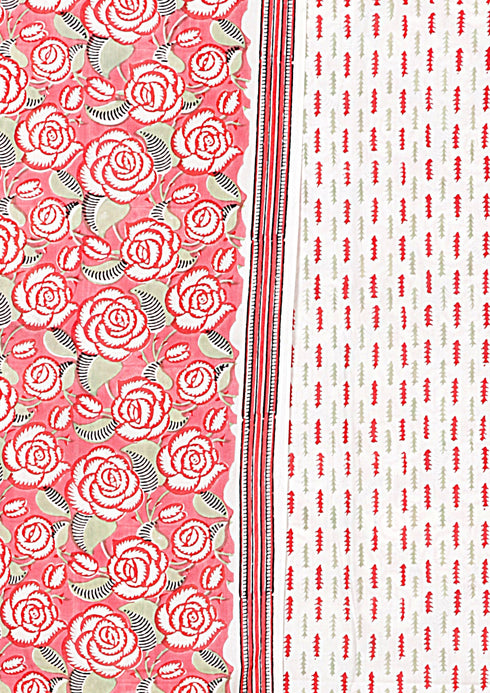 Bizzy Lizzy Dress Material With Kota Dupatta in Floral Block Print