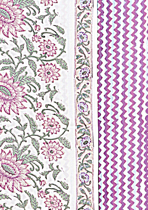 Bizzy Lizzy Dress Material With Kota Dupatta In Floral Block Print