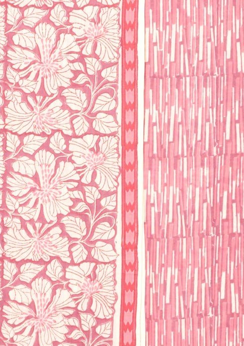 Terry Voile Dress Material With Kota Doria Dupatta In Floral Block Print