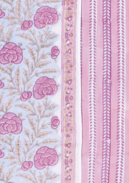Terry Voile Dress Material with Kota Dupatta In Floral Block Print